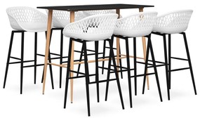 vidaXL Set mobilier de bar, 7 piese, negru și alb