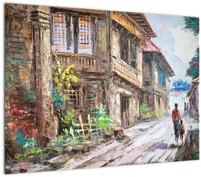Tablou pe sticlă - Satul filipinez, Asia (70x50 cm)