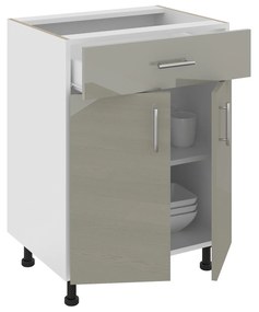 Corp haaus Karo, 1 Sertar, 2 Usi, Gri Lucios/Alb, MDF, 60 x 50 x 80 cm