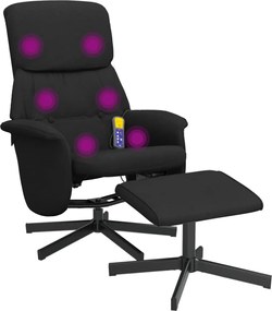 vidaXL Scaun rabatabil cu taburet, negru, material textil