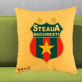 Perna Personalizata Steaua Bucuresti Fotbal, 40x40 cm, Galben, Husa Detasabila, Perna Inclusa, BEKZ®