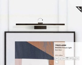 Aplica de perete LED pentru oglinda sau tablou Rhodes negru, L-60cm