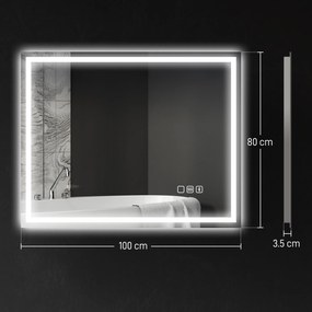 HOMCOM Oglindă Baie Bluetooth LED Antiabur Tactil | Aosom Romania