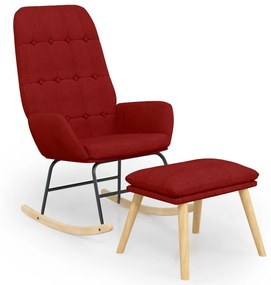 3097712 vidaXL Scaun balansoar cu taburet, roșu vin, material textil