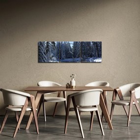 Tablou pădurii înzăpezite (cu ceas) (90x30 cm)