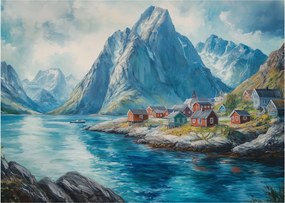 Tablou pe sticlă - Sat norvegian (70x50 cm)