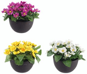 Set 3 flori artificiale in ghiveci Alisso, 8x8x16 cm
