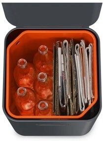 Coș de gunoi gri de reciclat din oțel 40 l Totem Compact – Joseph Joseph