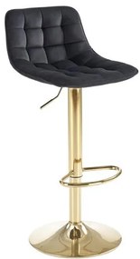Scaun de bar H120 velvet negru/gold