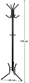 SongmicsHome Cuier vertical SAMUEL 49x176cm, negru