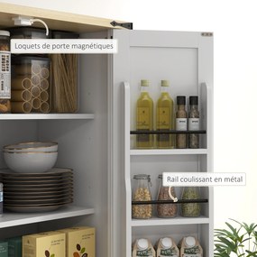 HOMCOM Credință bucătărie bufet bucătărie, 4 uși, 6 rafturi cu uși, 1 sertar și rafturi reglabile 76,5 x 40 x 181 cm alb | Aosom Romania