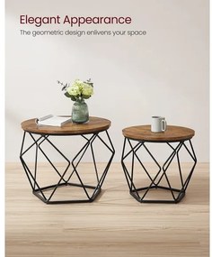 Set De 2 Masute De Cafea, Maro Rustic Si Negru