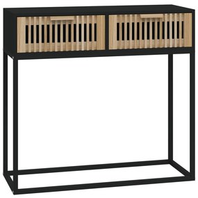 352104 vidaXL Masă consolă, negru, 80x30x75 cm, lemn prelucrat și fier