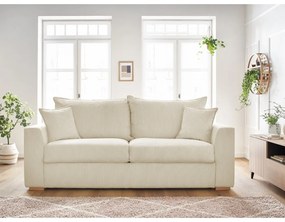 Canapea crem extensibilă cu tapițerie din catifea reiată 225 cm Augustin – Bobochic Paris