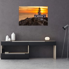 Tablou cu far în apus de soare (90x60 cm)