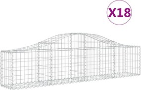 vidaXL Coșuri gabion arcuite 18 buc, 200x30x40/60 cm, fier galvanizat
