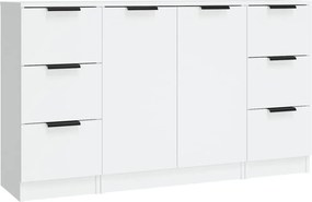 vidaXL Servante, 3 piese, alb, lemn prelucrat