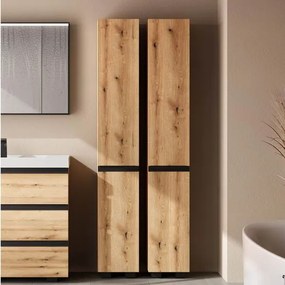 Dulap stativ baie 45x34x189 cm Kolpa San Harmony, cu doua usi reversibile, stejar natur