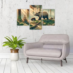 Tablou - Urși în pădure (90x60 cm)