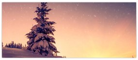 Tablou cu copac înzăpezit pe luncă (120x50 cm)