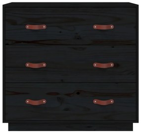 Servanta, negru, 80x40x75 cm, lemn masiv de pin 1, Negru