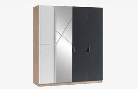 Dulap cu 4 usi si oglinda pentru copii 177x204x64 cm, Colectia NEW CITY