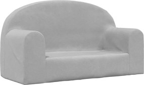 vidaXL Canapea pentru copii cu 2 locuri, gri deschis, pluș moale