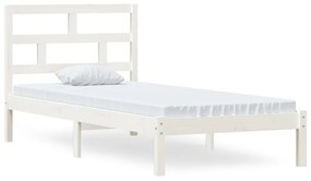 3101204 vidaXL Cadru de pat, alb, 90x200 cm, lemn masiv de pin