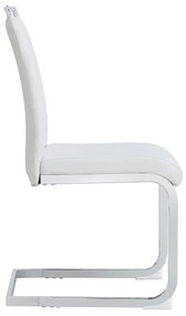 Set de 2 scaune moderne pentru sala de mese, cu spătar înalt, din PU și material textil, pentru bucătărie și birou, Alb