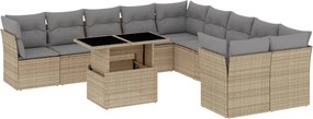 vidaXL Set canapele de grădină cu perne, 11 piese, bej, poliratan