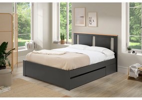 Pat matrimonial gri închis cu somieră 140x190 cm Enara – Marckeric