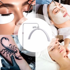 Lampă de podea cosmetică Moon, în formă de semilună, albă