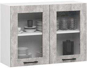 Vitrină de bucătărie superioară Organo 580 (alb + beton). Promo -17%. 1117504
