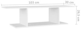 Dulap tv montaj pe perete, alb, 103x30x26,5 cm