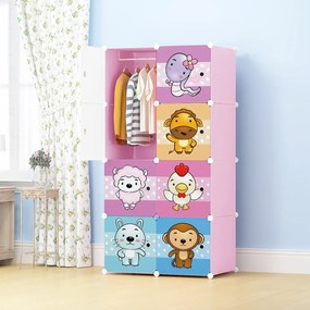 Dulap Modular Copii, 8 Usi, D5532, Roz