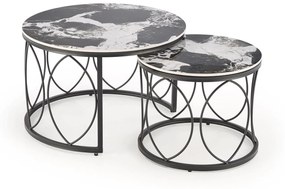 Set 2 buc. măsuțe de cafea Alexis (marmură negru + negru). 1092430