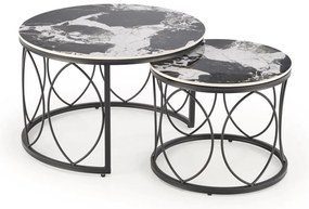 Set 2 buc. măsuțe de cafea Alexis (marmură negru + negru). Promo -6%. 1092430