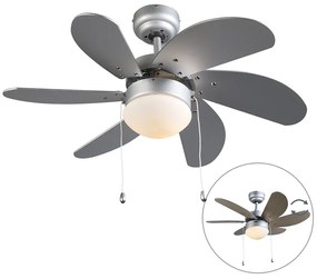 Ventilator de tavan modern din oțel cu imprimeu de lemn 80cm cu comutator cu lanț - Fresh