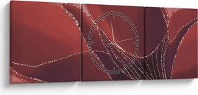 Tablou - Floare abstractă roșie N⁰2 (cu ceas) (90x30 cm)