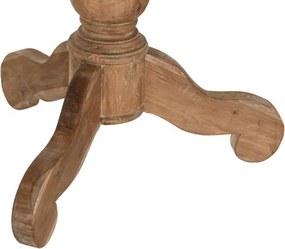 Masă dining sculptată ovală din lemn de tec, natur, 10 locuri, cu două coloane strunjite, 78 x 220 x 110 cm, „Aurea”