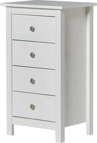 Comodă albă înaltă din lemn masiv de pin 46x80 cm Berna – Marckeric