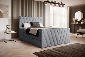 Pat tapitat, boxspring, cu spatiu pentru depozitare, 140x200 cm, Candice 1, Eltap (Culoare: Gri - Gojo 5)