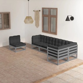 3076636 vidaXL Set mobilier de grădină cu perne, 6 piese, lemn masiv de pin