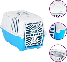 vidaXL Cutie transport animale alb/albastru 48x31,5x33cm polipropilenă