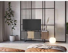 Masă TV maro/în culoare naturală cu aspect de lemn de stejar 140x55 cm Titan – Marckeric