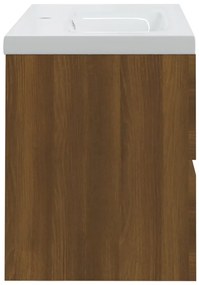 Dulap de chiuveta bazin incorporat stejar maro lemn prelucrat Stejar brun, 80 x 38.5 x 45 cm, fara oglinda