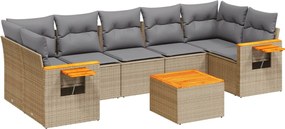 vidaXL Set canapele de grădină, 8 piese, cu perne, bej, poliratan