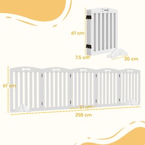 PawHut Poartă autoportantă pentru câini cu picioare de susținere, pentru deschideri de ușă, hol, scări, 258 x 30 x 61 cm, Alb | Aosom Romania