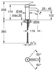 Baterie lavoar monocomanda negru mat Grohe Essence S fara ventil