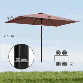 Outsunny Umbrelă 300 x 200 cm înclinabilă pentru balcon cu manivelă, husă de protecție, maro | Aosom Romania